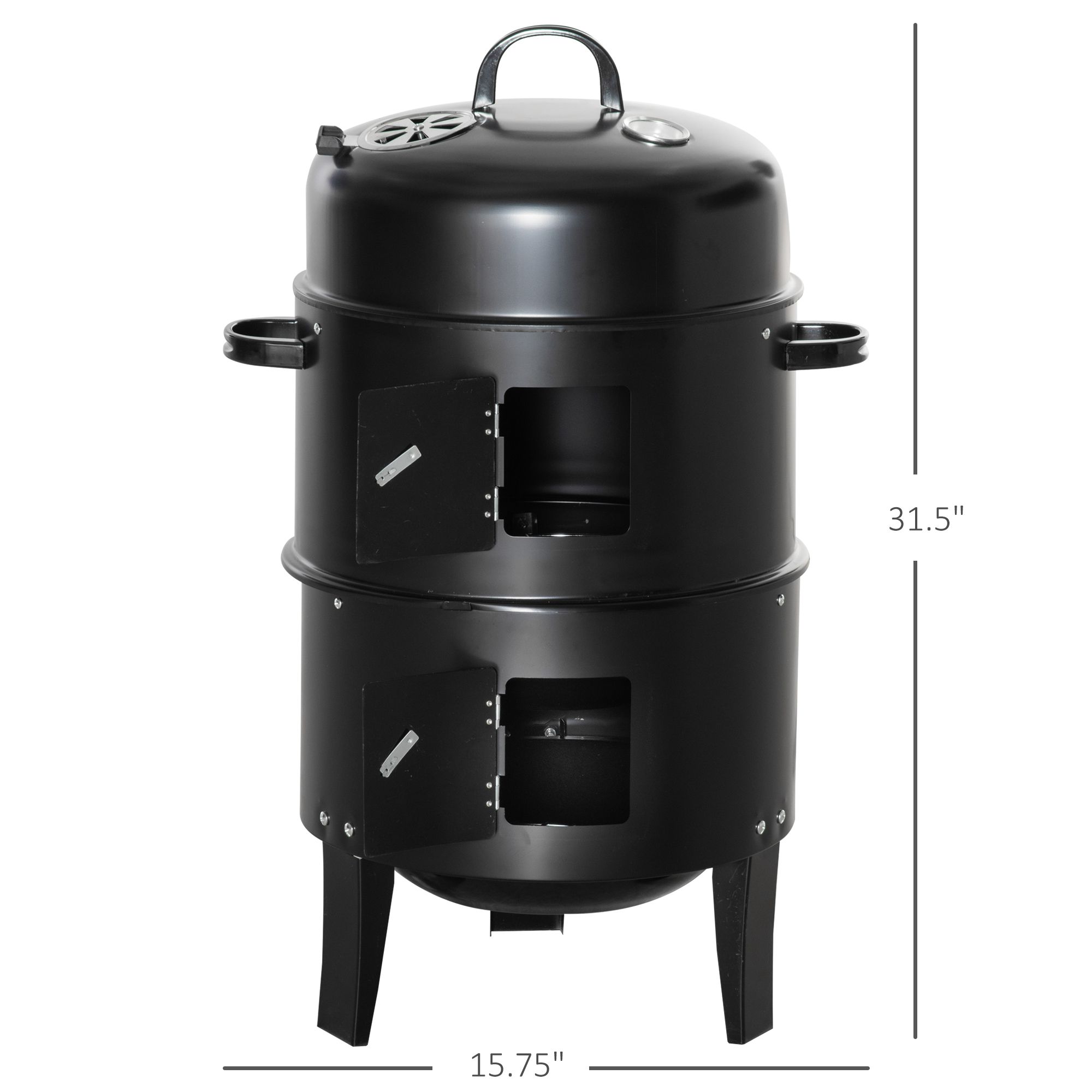 Outsunny Vertical Charcoal BBQ Smoker, 3-in-1 16