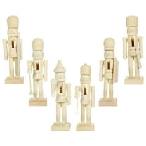 6pcs Nutcracker Christmas Decoration Wooden Nutcracker Ornament DIY Paintable Nutcracker Figures (Random Style)