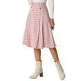thumbnail image 4 of INSPIRE CHIC Women's Plaid Skirt High Rise Pleated A Line Midi Skirt S Pink, 4 of 6