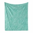 thumbnail image 1 of Teal Soft Flannel Fleece Blanket, Abstract Design Leaves Plants Wavy Tangled Pattern Doodle Style Monochromic Artwork Print, Cozy Plush for Indoor and Outdoor Use, 50" x 70", Green, by Ambesonne, 1 of 5