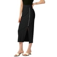 thumbnail image 4 of Falda básica de lápiz midi casual con abertura lateral de INSPIRE CHIC para mujer en negro S, 4 of 6