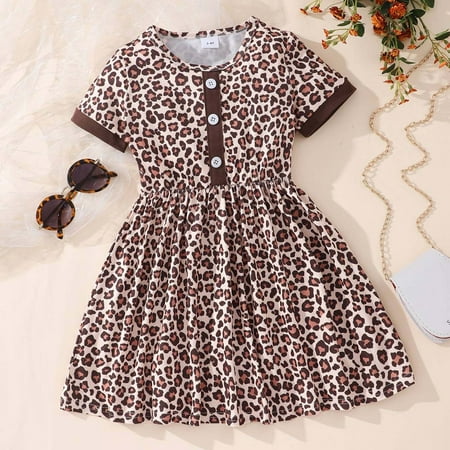 

Realhomelove Toddler Baby Girls Summer Dress - Cute Sunflower Dinosuar Heart Leopard Pattern Casual Sundress Ruffle Sleeve Butterfly Dresses Outfits