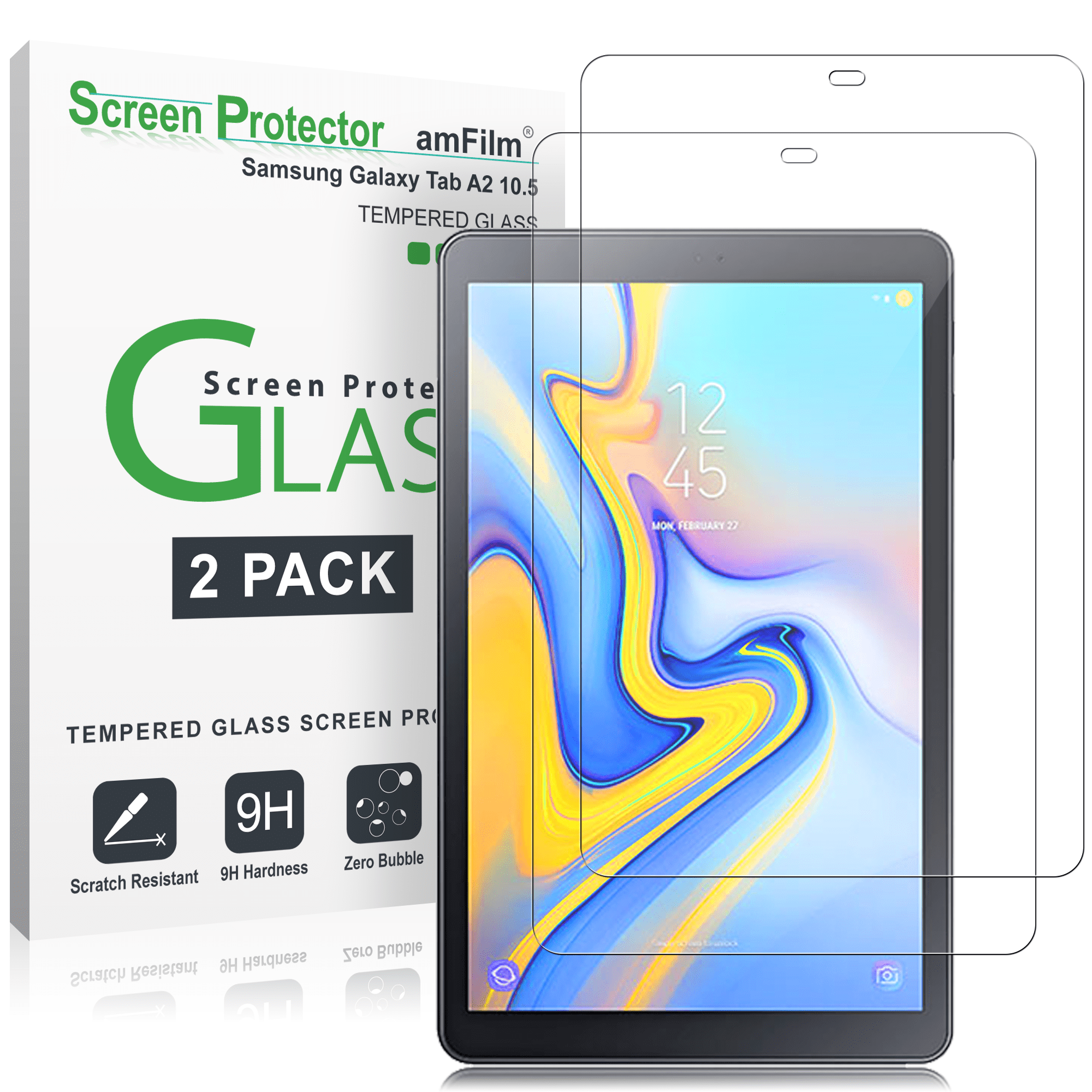 2-Pack Samsung Galaxy Tab A 10.5 inch Premium Tempered Glass Screen Protector 