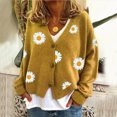 thumbnail image 2 of Towmus Cute Sweaters for Women Y2K Floral Print Knit Cardigan Sweaters Long Sleeve V Neck Button Down Sweater Outerwear Tops, 2 of 4