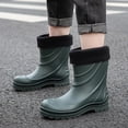 thumbnail image 5 of NOKIO Warm And Waterproof Men'S Short Boots Men's Spring Summer Autumn And Winter Mid Tube Plus Velvet Removable And Washable Outdoor Fashion Work Fishing Car Wash Kitchen Non Slip Warm Rain Boots, 5 of 5