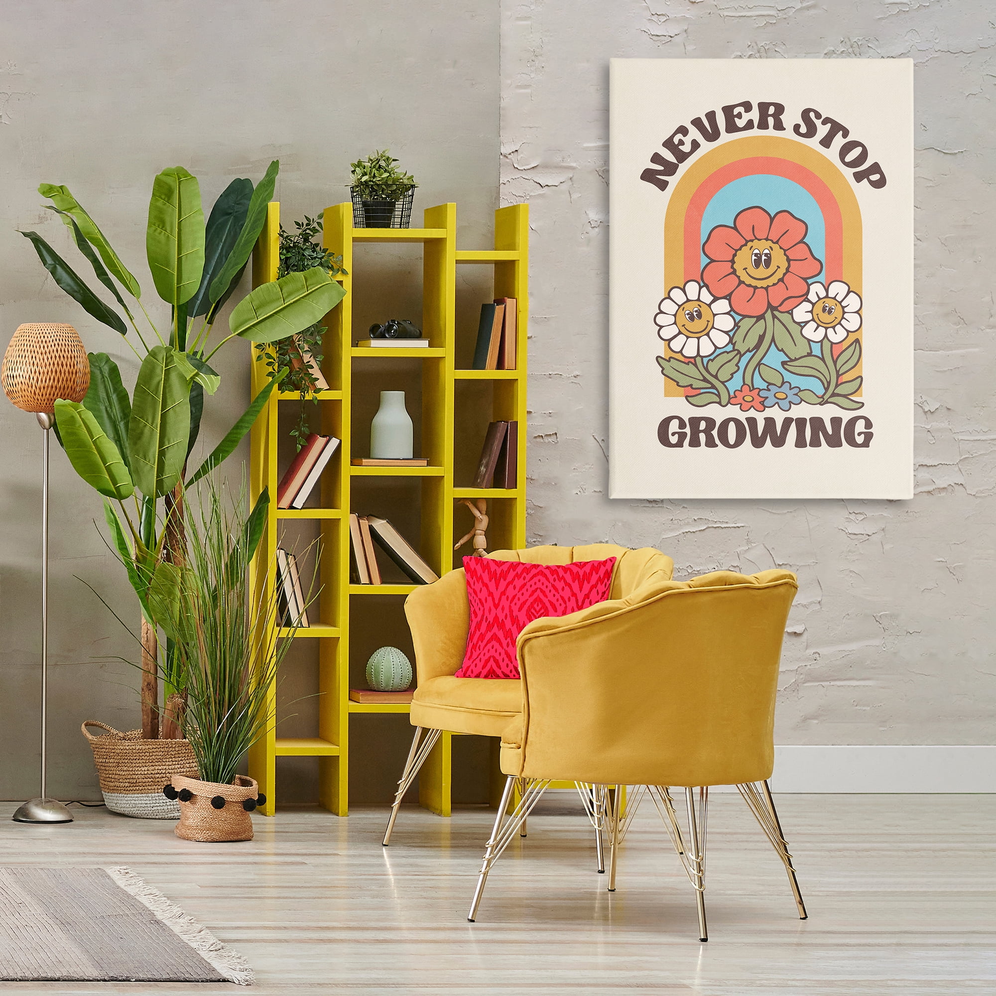 Stupell Industries Vintage Never Stop Growing Plants & Flowers Painting Wrapped Canvas Art Print Wall Art, 30 x 45