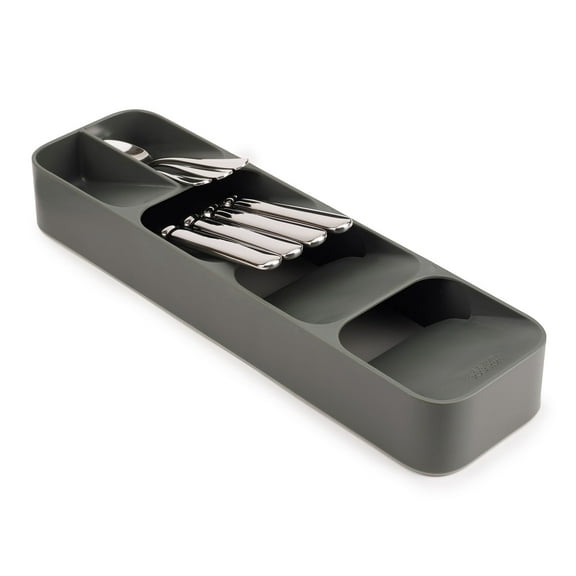 Joseph Joseph Duo Kitchen Drawer Organizer for Cutlery, Silverware & Utensils – Multi-Section, Space-Saving Storage with Icons for Easy Identification – Maximize Drawer Storage