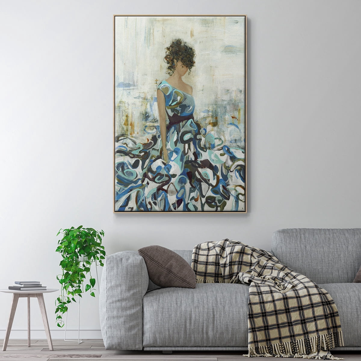 Fluid Beauty Framed Premium Gallery Wrapped Canvas - Ready to Hang - 27 x 41 - Natural Wood Floating Frame