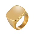 thumbnail image 1 of Anillos clásicos, cuadrados, grandes y anchos, para hombre, anillo de dedo punk, anillos de sello de acero inoxidable, color plata, negro, joyería masculina, 9, oro, 1 of 5