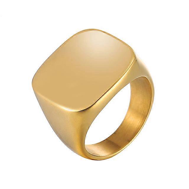 Anillos clásicos, cuadrados, grandes y anchos, para hombre, anillo de dedo punk, anillos de sello de acero inoxidable, color plata, negro, joyería masculina, 9, oro