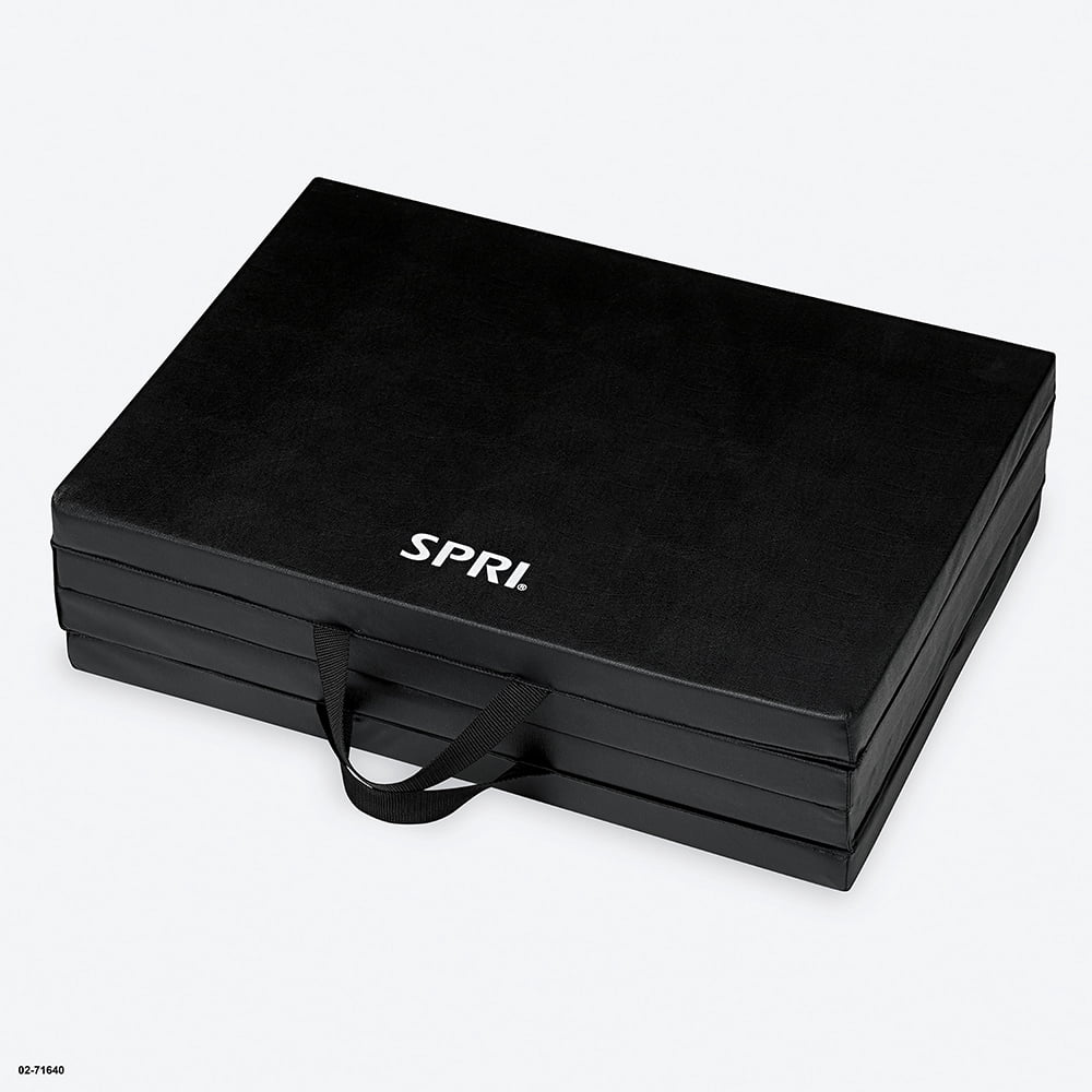 SPRI Foldable Fitness Mat with Carrying Strap, Black, Made from High Density Foam