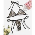 thumbnail image 3 of Levmjia Women Lace Lingerie Set Halter Neck Adjustable Tie Straps Sheer Two Piece Soft Lightweight Outfit Honeymoon Anniversary Private Bedroom Romantic Night, 3 of 5