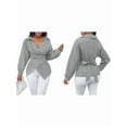 thumbnail image 2 of Summer Tops for Women Trendy Striped Button Front Long Sleeve Blouse Black XXL, 2 of 6