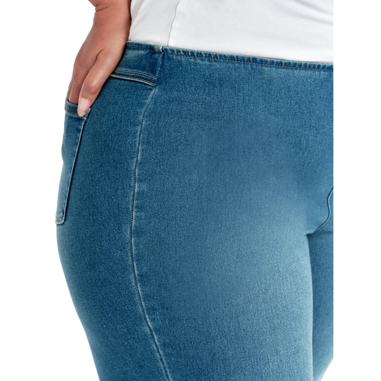 A3 Denim Women's Plus Size Bootcut Pull on Jeans 