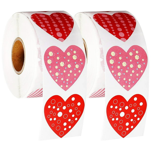 KAKOWELY 2 rollos de pegatinas de San Valentín, pegatinas de corazón, pegatinas para sellar regalos, pegatinas para fiestas de bodas