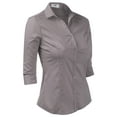 thumbnail image 2 of Doublju Women's 3/4 Sleeve Slim Fit Button Down Dress Shirt, 2 of 4