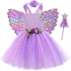 thumbnail image 2 of Vestido de tul con tutú de hada y mariposa de lavanda para niñas, disfraz con alas para fiesta de cumpleaños de carnaval, vestido de princesa de tul, vestido de baile, 2 of 5