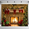 thumbnail image 4 of Xmas Fireplace Backdrop Christmas Tree Photography Background Party Banner Home Decoration, 95x73cm, 4 of 8