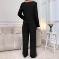 thumbnail image 7 of SCSAlgin Women's 2 Piece Lounge Set Notch Neck Long Sleeve T Shirt and Drawstring Pants Pajama Sets Sleepwear, 7 of 7