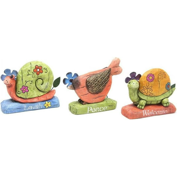 Alpine Corporation Cement Animal Statues - Assorted Tray Pack of 9, 5 Inch Tall — Interior & Exterior Use, Professional Finish