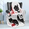 thumbnail image 4 of Cat and Mouse Soft Flannel Fleece Blanket, Pattern of 4 Fashion Loving Cats in Paris Romantic and Classy Theme, Cozy Plush for Indoor and Outdoor Use, 60" x 80", Vermilion Dark Grey, by Ambesonne, 4 of 5