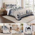 thumbnail image 6 of Quilts King Size Bedding Set, Navy Blue Poinsettia Christmas Lightweight Quilted Comforter, Xmas Winter Flowers Rustic Soft Reversible Bedspread Coverlet with Pillow Covers for All Season, 96" x 106", 6 of 9