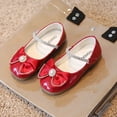 thumbnail image 6 of Hinvhai Girl's Bow Dress Shoes Ballet Princess Flats with Rhinestone Strap for Party Wedding School, Toddler/Little Kid/Big Kid Red 3(36), 6 of 8