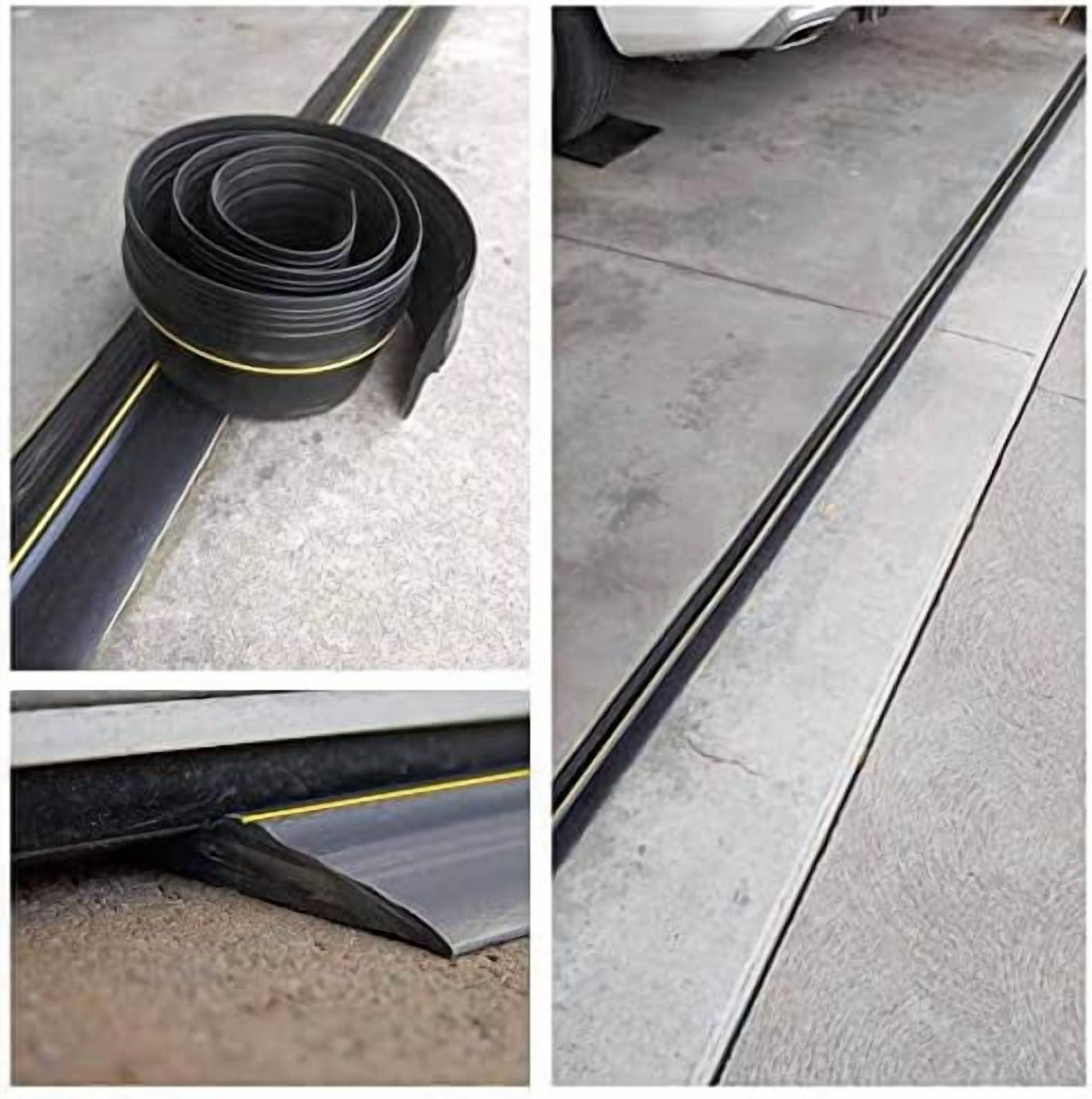Garage Door Bottom Seal Strip, Weatherproof EPDM Rubber Threshold, Fits All Standard Doors, Easy for DIY Homeowners, No Adhesive (12Ft, Black)
