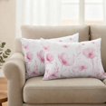 thumbnail image 2 of Pink Spring Floral Outdoor Pillow Covers, Waterproof Decorative Throw Pillowcases Set of 2, Summer Botanical Watercolor Vintage Couch Cushion Cases with Zipper for Outside Patio Garden Sofa 20"x12", 2 of 9