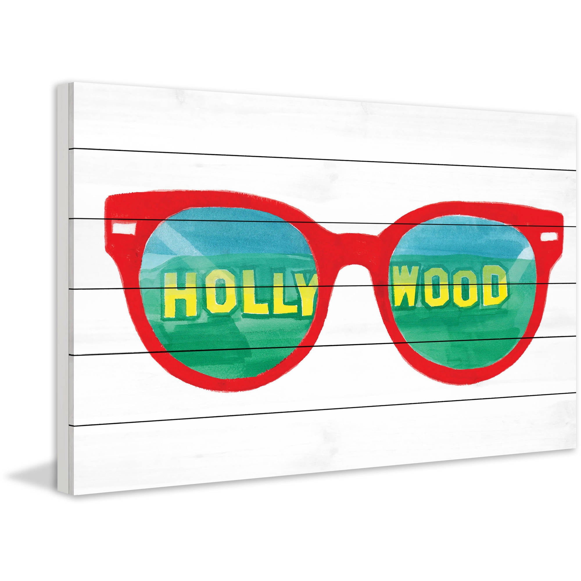 Marmont Hill "Hollywood Glasses" by Molly Rosner Painting Print on White Wood