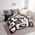 thumbnail image 3 of jejeloiu Safari Animal Bear 7-Piece Twin Bedding Sets,Bear Elk Silhouette Bedding Comforter Set,Nature Mountain Landscape Sheet Sets For Boys Kids,Microfiber Bedroom Decor Reversible, 3 of 8