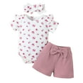 thumbnail image 1 of StylesILove Infant Baby Girls Floral Print Short Sleeve Bodysuit & Shorts & Headband 3pcs Set Spring Summer Romper Outfit (Red Rose, 24 Months), 1 of 7