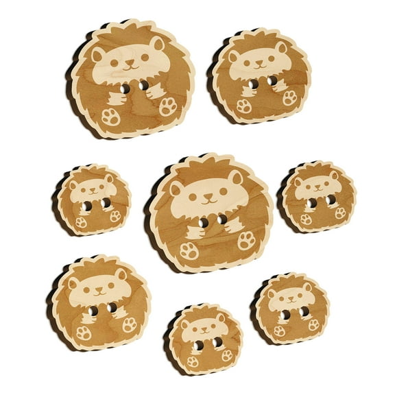 Cute and Round Hedgehog Ball Wood Buttons for Crochet Knitting Sewing DIY Craft - 1.00 Inch Medium (7pcs)