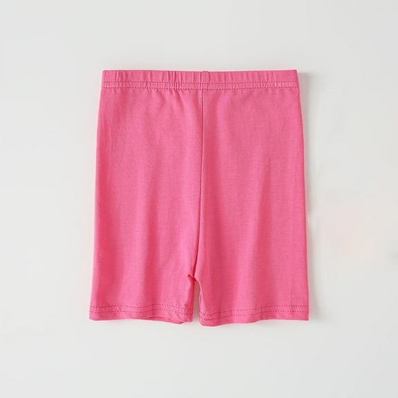 Amidoa Solid Color Girl Shorts High Waisted Leggings Elastic Waist Casual Cotton Summer Shorts,Hot Pink,3-4Years