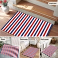 thumbnail image 6 of 2x3 Door Mat Rug, Red Blue White Striped Non-Skid Rubber Backing Large Rectangle Rugs - Living Room Bedroom Home Office, Modern Simple Stripes Indoor Floor Mat Carpets Washable Rug, 6 of 9