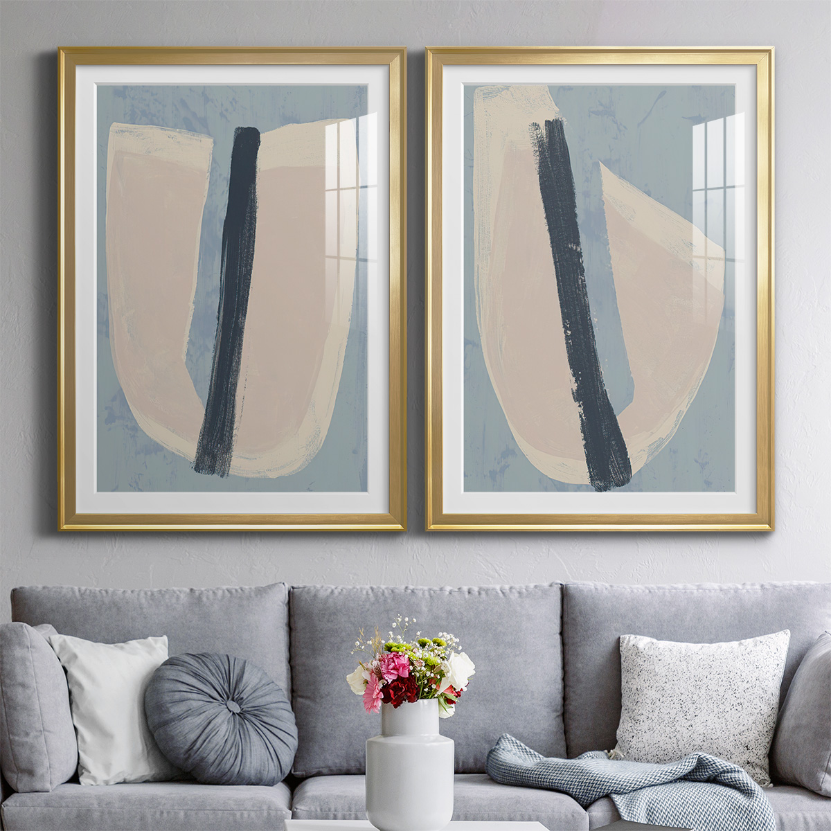 Wexford Home Paper Slice I Premium Framed Print, 18.5" x 24.5" - Ready to Hang, Gold (Set of 2)
