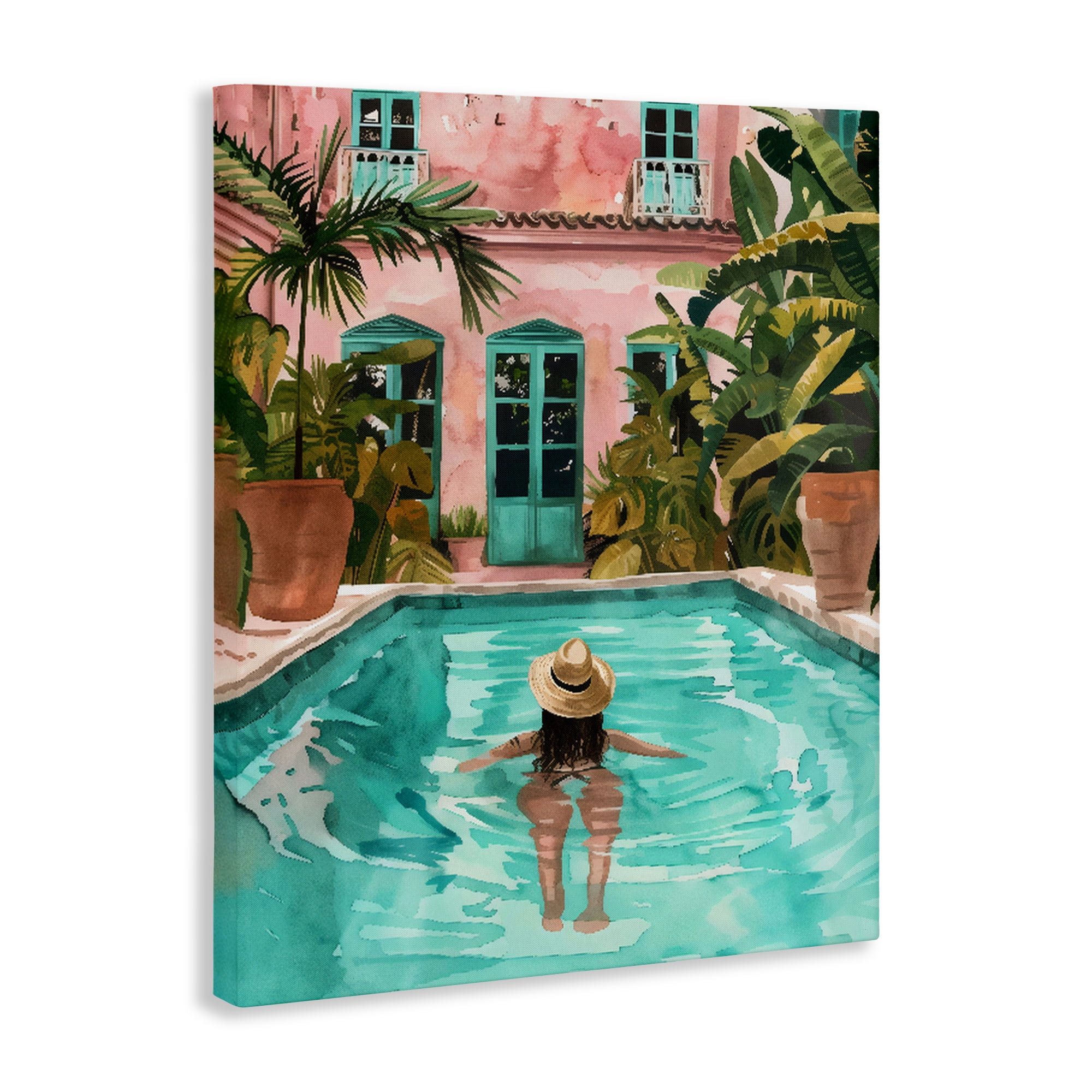 Stupell Industries Girl Swimming In Pool Canvas Wall Art, design by The Prints Vibe