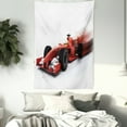 thumbnail image 3 of Cars Tapestry, Generic Formula 1 Racing Car Illustration with Special Effect Turbo Motion Auto Print, Wall Hanging for Bedroom Living Room Dorm Decor, 60W X 80L Inches, Red Black, by Ambesonne, 3 of 5