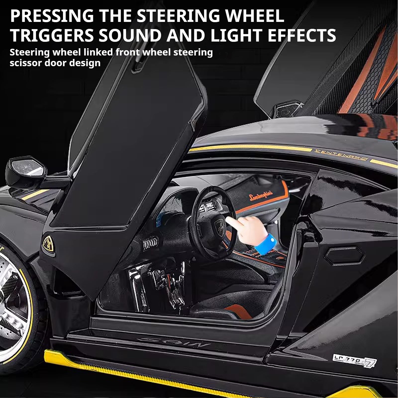Anmyjuly 1:18 scale LP770 sports car model kits with Alloy Body, Shock Absorption Tires, Simulated Lights & Sound, Steerable Front Wheels & Adjustable Rear Wing, die cast metal toy cars