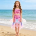 thumbnail image 2 of Rggeeun Toddler Girls Swimwear Cute Scale Print 3 Piece Set Bandeau Bikini & High Waist Shorts With Ruffle Skirt For Waterfall Adventure Stylish Swimsuit,Pink,3-4 Years, 2 of 9