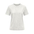 thumbnail image 4 of Women's Crew Neck Washed Short Sleeve Tee Loose Fit Vintage Denim Basic Tops for Women White S, 4 of 9