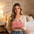 thumbnail image 2 of Striped PVC Cosmetic Bag Waterproof Transparent Makeup Pouch with Zipper for Travel and Daily Toiletry Storage, 2 of 6