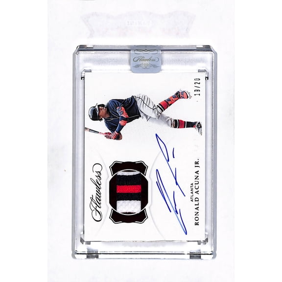 2019 Panini Flawless Ronald Acuna Jr. Patch Auto #PA-RA 19/20 Atlanta Braves Baseball Card Atlanta Braves MLB Autographed Baseball Trading Card