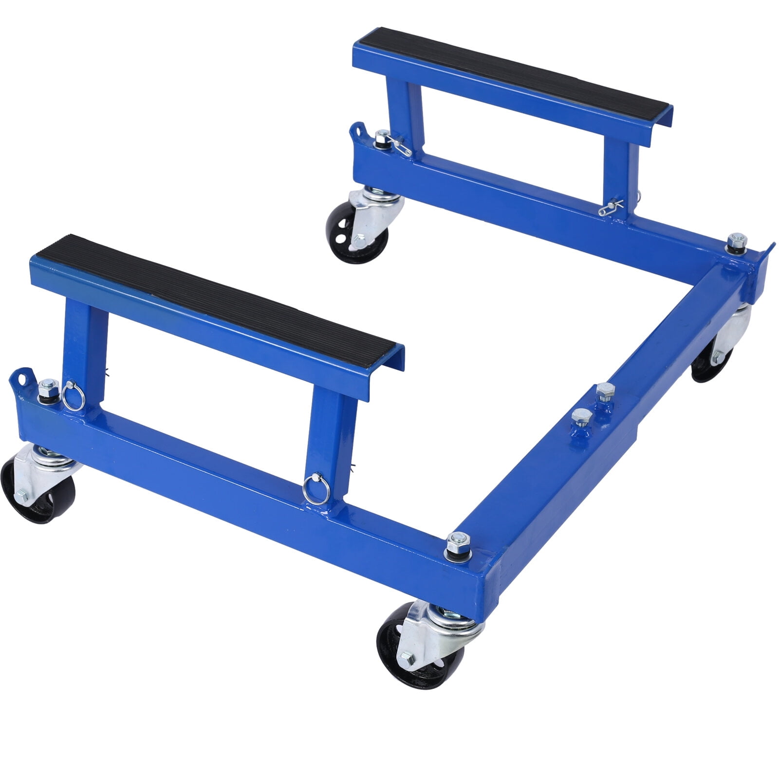 1500lbs Capacity ATV Motorcycle Engine Cradle Dolly, Heavy-Duty Blue Steel Repair Stand with Adjustable Width & Rubber Pads