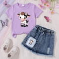 thumbnail image 2 of larppty Girls Clothes Toddler Little Girl 2 Piece Summer Outfit T Shirt with 3D Embroidery + Denim Skirt Set, Size 2-7 Years（I， 5-6 Years）, 2 of 4