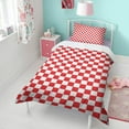 thumbnail image 4 of White Red Checkered Duvet Cover and Pillowcase Set for Single Bedding, Bedroom Accessories for Kids Teens, 4 of 5