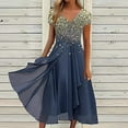thumbnail image 3 of QJUHUNG Robe Midi Formelle pour Femmes Soirée Été Col en V Manches Courtes T-Shirt Soirée Invité de Mariage Style Asymétrique B-8 Cocktail Gris_i L, 3 of 5