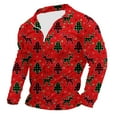 thumbnail image 4 of Mens Polos Tops Christmas Stand Up Collar Printed Half Zip Long Sleeved Mens Knit Polo,Brick Red,S, 4 of 4