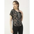thumbnail image 3 of Moomaya Printed Womens Front Zip-Up Designer Top, Round Neck Casual Smart Top, 3 of 8