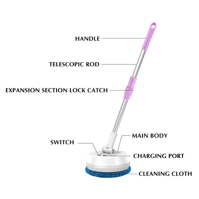 Wireless Glass Wiping Floor Household Kitchen 180 Degree Rotating Ceiling High Cleaner